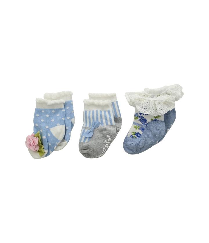 Mud Pie Garden Rose Socks Set Of 3 (infant) (blue) Girls Shoes