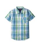 Tommy Hilfiger Kids Short Sleeve Doug Yarn-dye Shirt (big Kids) (blue Moon) Boy's Clothing