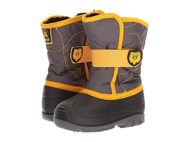 Kamik Kids Snowbug 3 (toddler) (charcola/yellow) Boys Shoes