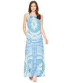 Hale Bob Modern Mosaic Stretch Satin Maxi Dress (blue) Women's Dress