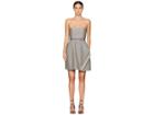 Halston Heritage Striped Strapless Dress W/ Folded Drape (black/chalk Stripe) Women's Dress