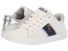 Polo Ralph Lauren Kids Quilton Bear (big Kid) (white Leather/silver Striping/american Girl Bear) Girl's Shoes