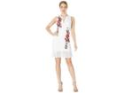 Bebe Knit Sheath Rose Applique Dress (white) Women's Dress