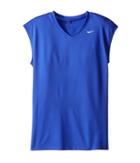Nike Kids Greens Top (little Kids/big Kids) (paramount Blue/metallic Silver) Girl's Short Sleeve Pullover