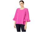 Bobeau All Self Ruffle Sleeve Top (fuchsia) Women's Blouse