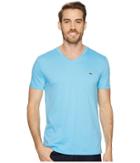 Lacoste Short Sleeve V-neck Pima Jersey Tee (ocean Blue) Men's T Shirt