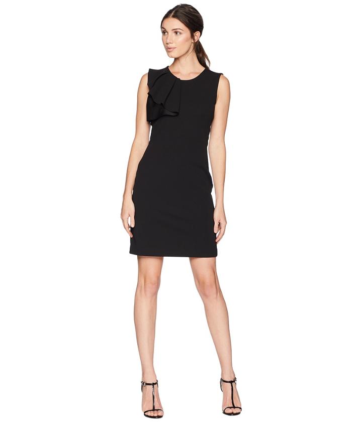 Bebe Asymmetrical Ruffle Sheath Dress (black) Women's Dress