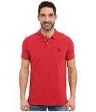 U.s. Polo Assn. Solid Cotton Pique Polo With Small Pony (red Heather) Men's Short Sleeve Knit