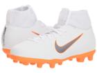 Nike Kids Superfly 6 Club Mg Soccer (little Kid/big Kid) (white/metallic Cool Grey/total Orange) Kids Shoes