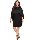Vince Camuto Specialty Size Plus Size Cape Overlay Matte Shine Crepe Dress (rich Black) Women's Dress