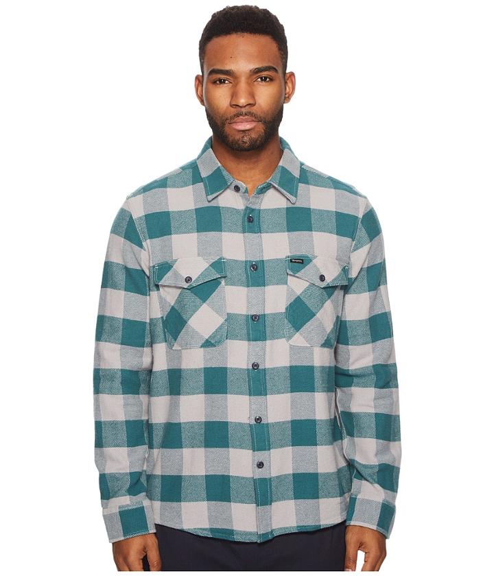 Brixton Hayes Long Sleeve Flannel (concrete) Men's Long Sleeve Button Up