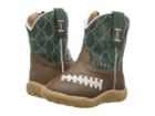 Roper Kids Friday Nights (infant/toddler) (brown Faux Leather Vamp Green Shaft) Cowboy Boots