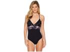 Carve Designs Dahlia One-piece (dash/flamingo Palms/black) Women's Swimsuits One Piece