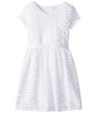 Us Angels Short Sleeve Embroidered Lace Dress With Full Skirt (big Kids) (white) Girl's Dress