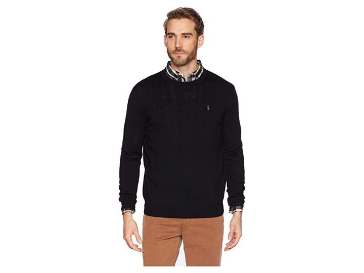 Polo Ralph Lauren Washable Merino Crew Neck Sweater (polo Black) Men's Sweater