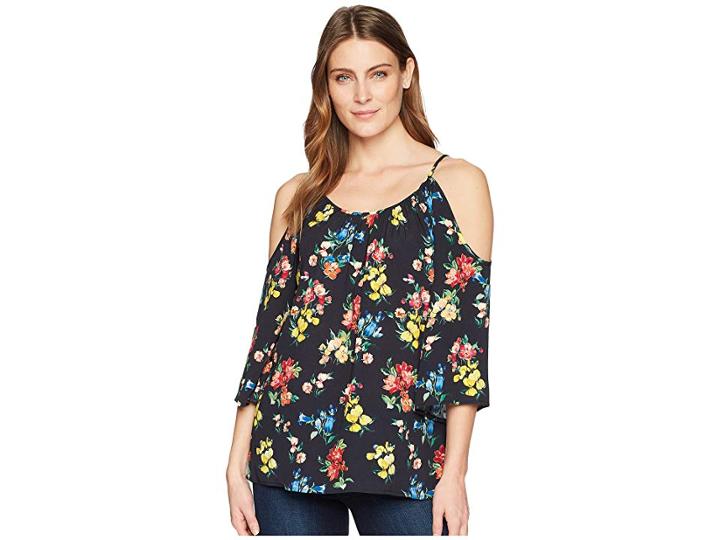 Karen Kane Cold Shoulder Top (floral) Women's Blouse
