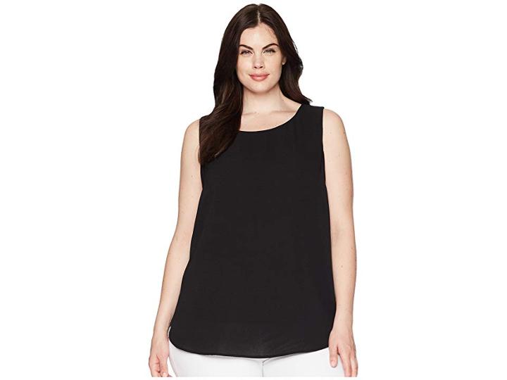 Kiyonna Callista Crepe Tank Top (black Noir) Women's Clothing
