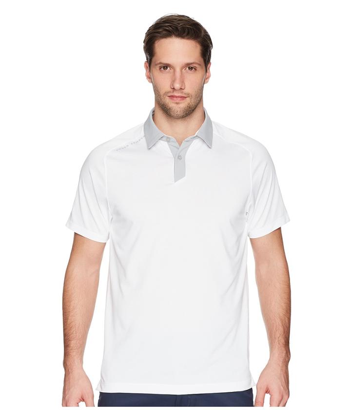 Under Armour Golf Threadborne Polo (white/overcast Gray/overcast Gray) Men's Clothing