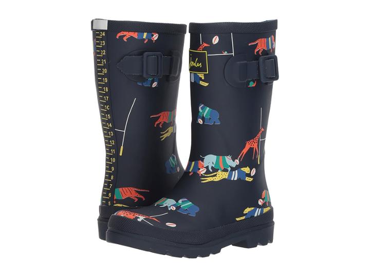 Joules Kids Printed Welly Rain Boot (toddler/little Kid/big Kid) (navy Jungle Scrum) Boys Shoes