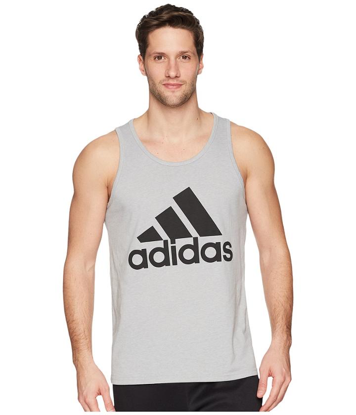 Adidas Badge Of Sport Heather Tank Top (medium Grey Heather/black) Men's Sleeveless