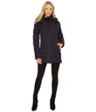 Calvin Klein Hooded Puffer Mid-length With Knit Side (navy) Women's Coat