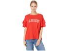 Juicy Couture Juicy Logo Ruffle Sleeve Graphic Tee (city Rouge) Women's Clothing