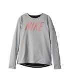 Nike Kids Pro Warm Long Sleeve Top (little Kids/big Kids) (dark Grey Heather/black) Girl's Clothing