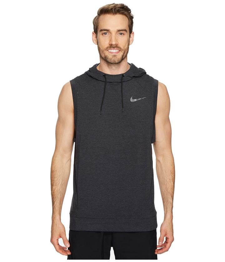 Nike Dry Training Pullover Sleeveless Hoodie (black/black/white/metallic Hematite) Men's Sweatshirt
