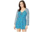 Michael Michael Kors Boho Fleur V-neck Cover-up Tunic (radiant Blue) Women's Swimwear