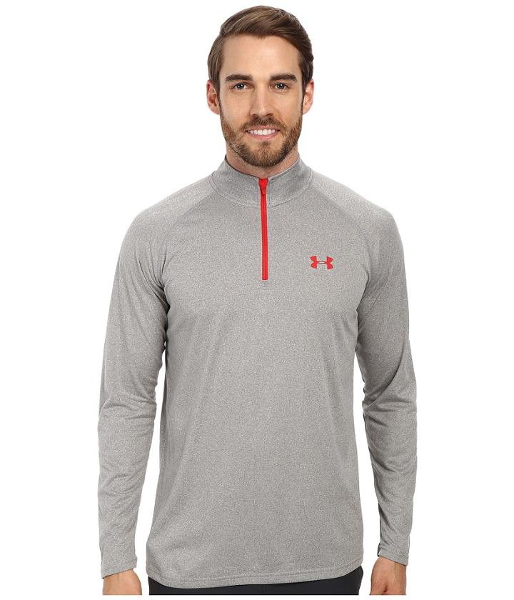 Under Armour Ua Techtm 1/4 Zip (true Gray Heather/red/red) Men's Long Sleeve Pullover