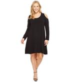 Karen Kane Plus Plus Size Cold Shoulder Trapeze Dress (black) Women's Dress