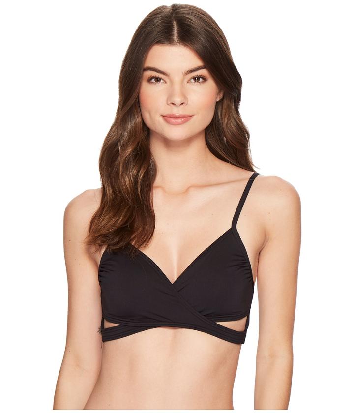 Vince Camuto Riviera Solids Wrap Bikini Top W/ Removable Soft Cups (black) Women's Swimwear