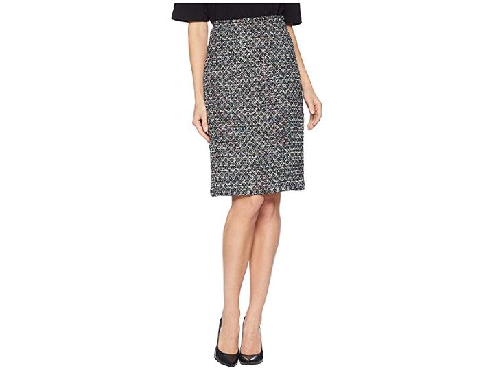 Tahari By Asl Boucle Sequin Skirt (black/white/blue) Women's Skirt