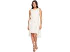 Halston Heritage Sleeveless Flounce Sleeve Dress (cream) Women's Dress