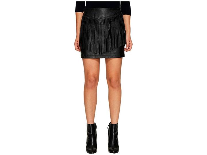 Jack By Bb Dakota Cooley Faux Leather Fringe Skirt (black) Women's Skirt