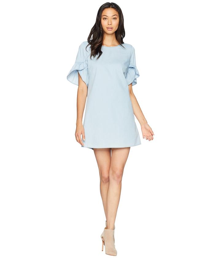 Bcbgeneration Ruffle Sleeve Dress (light Wash) Women's Dress
