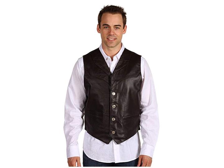 Roper Leather Notch Collar Vest (brown) Men's Vest