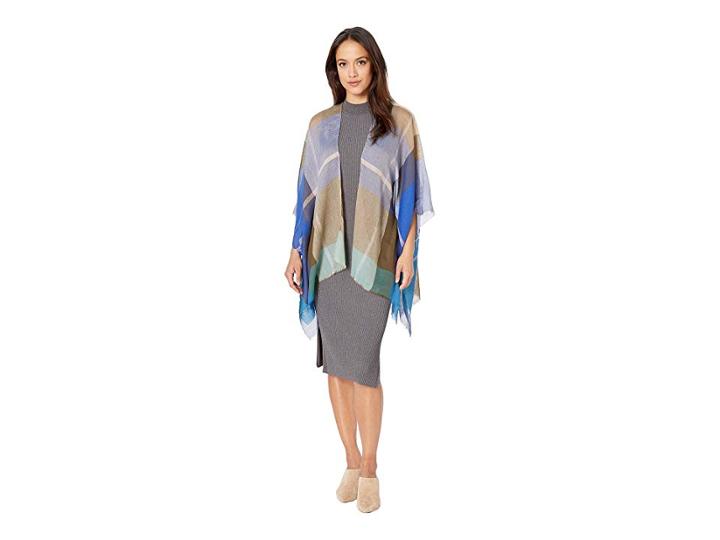 Collection Xiix Color Block Plaid Ruana (olive) Women's Clothing