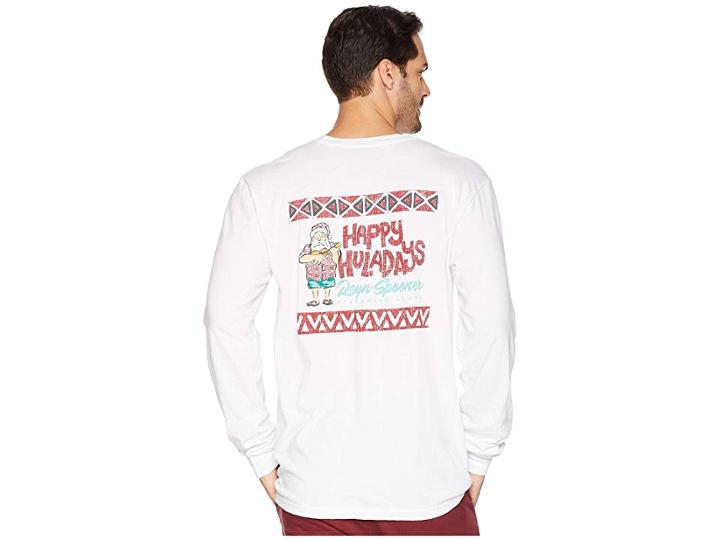 Reyn Spooner Ukulele Santa Long Sleeve T-shirt (white) Men's T Shirt