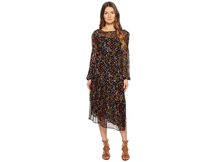 See By Chloe Printed Silk Crepon Midi Dress (multicolor Black 1) Women's Dress
