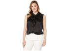 Tahari By Asl Plus Size Sleeveless Polka Dot Double Ruffle Blouse (black/white) Women's Clothing