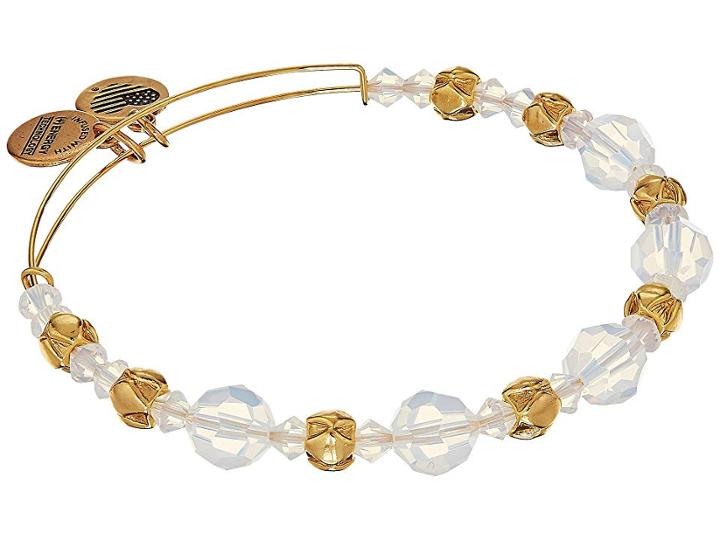 Alex And Ani Cloud Beaded Bangle With Swarovski Crystals (shiny Gold Finish) Bracelet