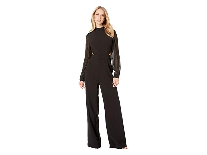 Bcbgmaxazria Mock Neck Cut Out Jumpsuit (black) Women's Jumpsuit & Rompers One Piece
