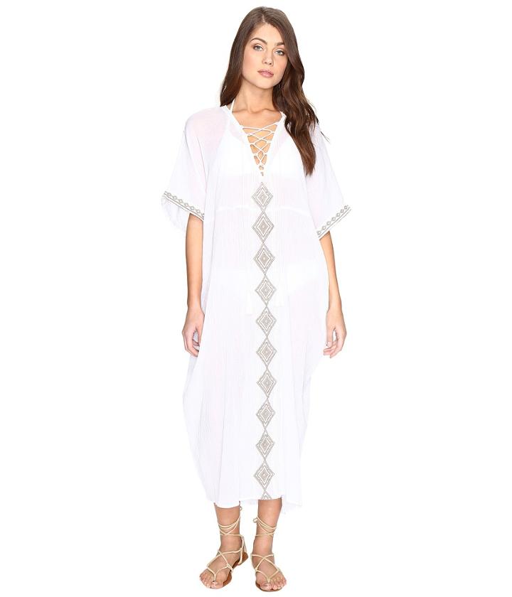 Vitamin A Swimwear Isabell Long Caftan Cover-up (windswept Embroidered Gauze) Women's Swimwear
