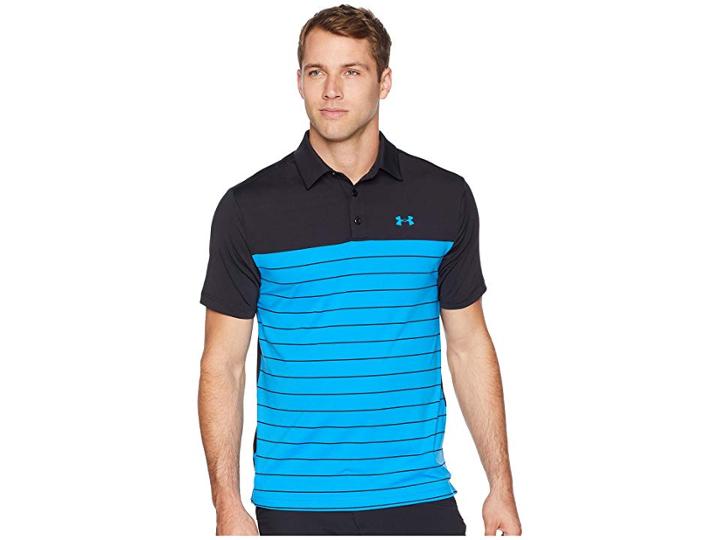 Under Armour Golf Ua Playoff Polo (black/blue Circuit/blue Circuit) Men's Short Sleeve Knit