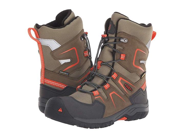 Keen Kids Levo Winter Wp (little Kid/big Kid) (black Olive/pureed Pumpkin) Boys Shoes