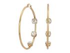 Steve Madden Rhinestone Inside Stud Design Hoop Earrings (yellow Gold-tone) Earring