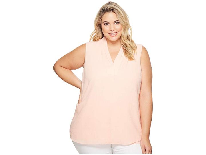 Calvin Klein Plus Plus Size Sleeveless Crinkle Blouse (nectar) Women's Sleeveless