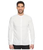 Calvin Klein Band Collar Dobby Twill Button Down Shirt (standard White) Men's Clothing