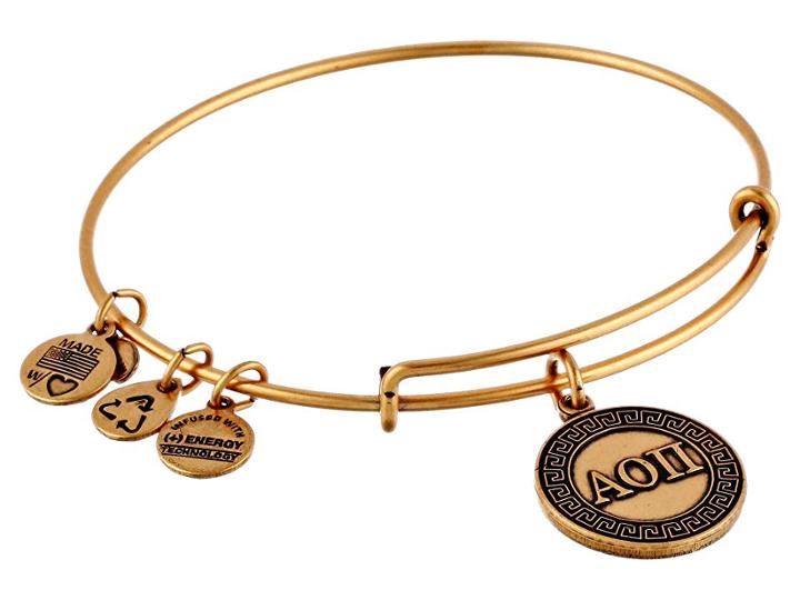 Alex And Ani Alpha Omnicron Pi Charm Bangle (rafaelian Gold Finish) Bracelet
